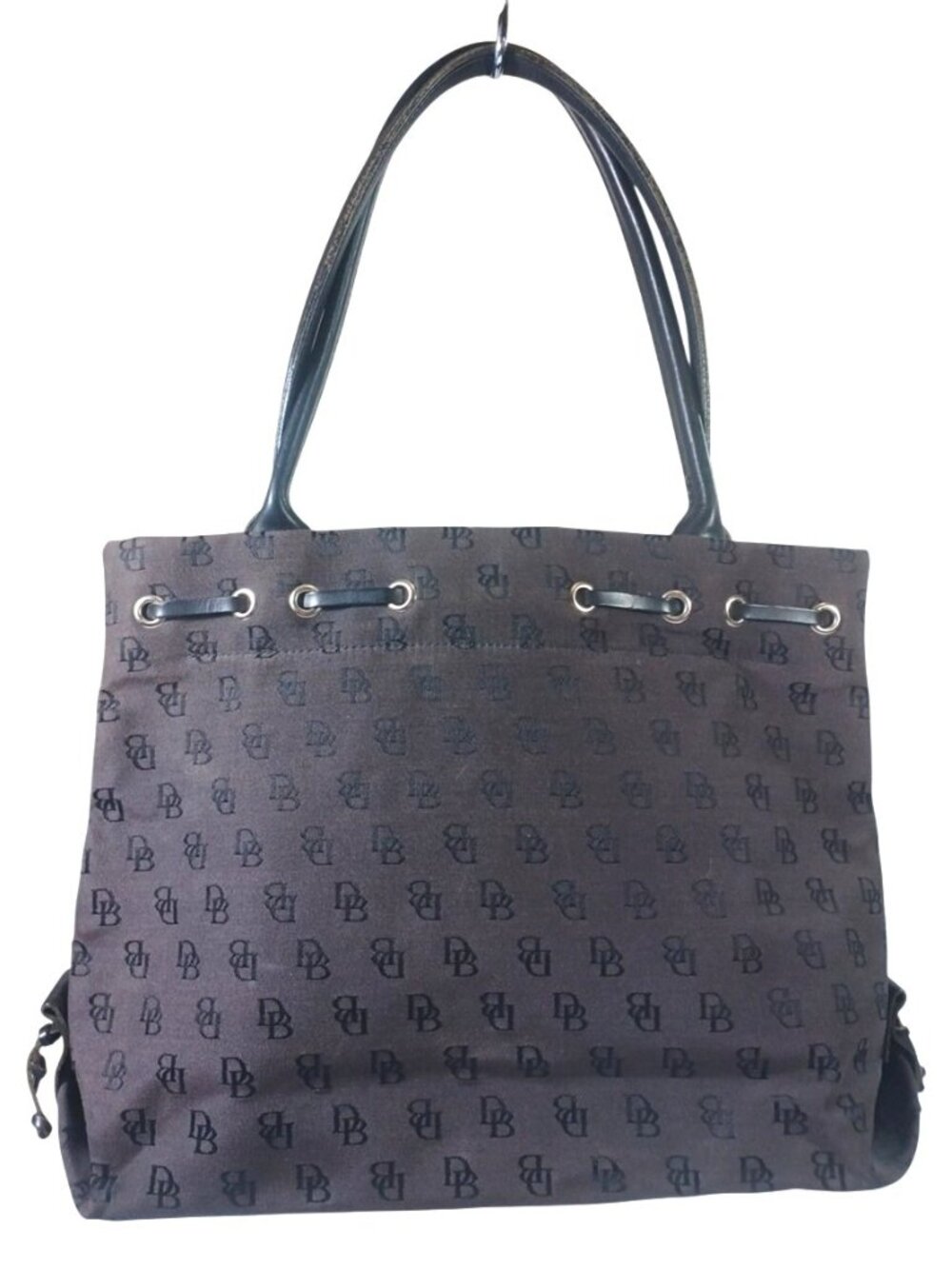 Dooney & Bourke Dark Brown Signature Logo Fabric Leather Trim Shoulder Bag NWOT - Picture 4 of 9